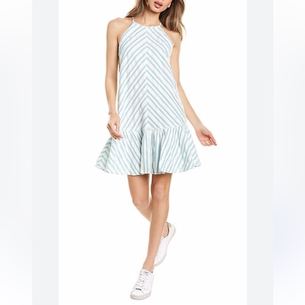 Rebecca Taylor Mint and White Striped Halter Dress